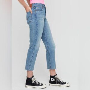 Levis Aritzia Wedgie Raw Hem Premiun Denim Straight Leg Jeans